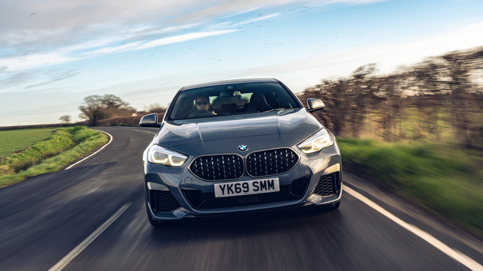 Grey blue BMW 2 Series front exterior
